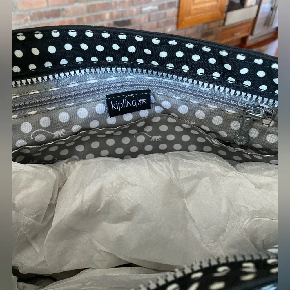 Kipling Black and White Polka Dot Tote Bag - Picture 5 of 5